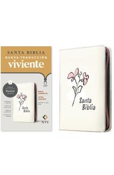 Image of Biblia NTV Compacta Letra Gigante con Filament Símil Piel Beige Letra Roja Cierre