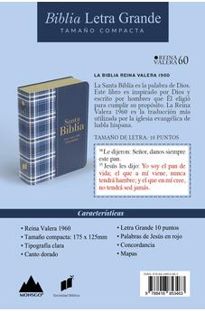 Image of Biblia RVR 1960 Compacta Símil Piel Cuadros Azul Oscuro