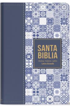 Biblia RVR 1960 Letra Grande Tamaño Manual Símil Piel Azul Oscuro