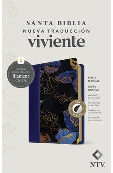 Image of Biblia NTV Manual Letra Grande con Filament Símil Piel Azul Oscuro Índice Letra Roja