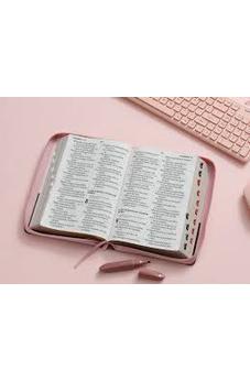Image of Biblia RVR 1960 Letra Super Gigante Simil Piel Rosa Con Cierre y Indice