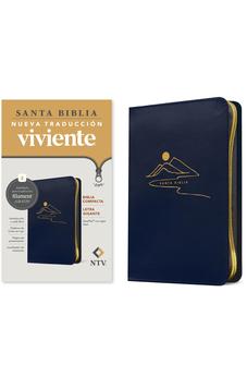 Image of Biblia NTV Compacta Letra Gigante con Filament Símil Piel Azul Letra Roja Cierre