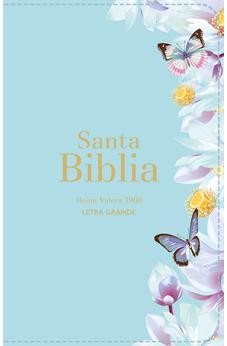 Biblia RVR 1960 Letra Grande Tamaño Manual Símil Piel Azul Claro