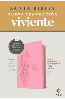 Image of Biblia NTV Referencia Central Letra Grande con Filament  Símil Piel Rosa Letra Roja