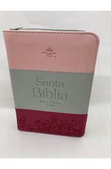 Image of Biblia RVR 1960 Bolsillo Símil Piel Tricolor Rosa Gris Fucsia con Índice