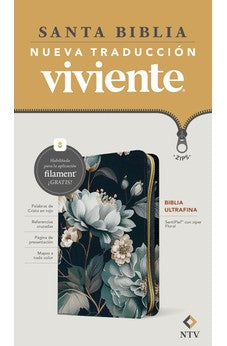 Image of Biblia NTV Ultrafina con Filament Floral Símil Piel con Cierre