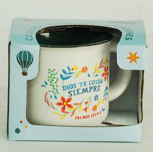 Taza Pequeña 3OZ. Colección Pequeñas Bendiciones. Dios te Cuida Siempre