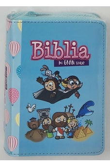 Biblia RVR 1960 para Niños Mi Gran Viaje Turquesa Símil Piel con Cierre