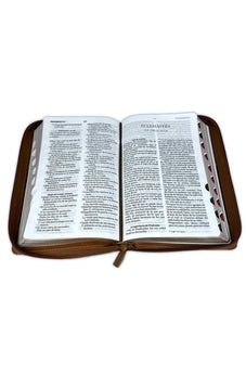 Biblia RVR 1960 Letra Grande Tamaño Manual Símil Piel Duotone Café Café con Índice con Cierre