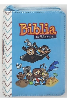 Image of Biblia RVR 1960 para Niños Mi Gran Viaje Azul Símil Piel con Cierre