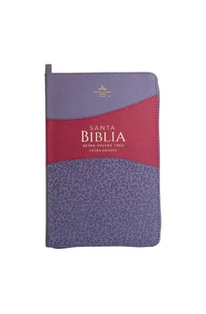 Biblia RVR 1960 Letra Grande Tamaño Manual Símil Piel Duotone Lila Morado con Cierre