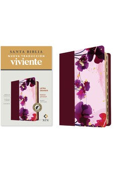 Biblia NTV Letra Grande Tamaño Personal Jardín Morado Símil Piel con Índice