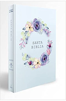 Biblia RVR 1960 Letra Grande Tamaño Manual Flores Azules Tapa Dura