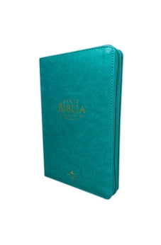 Image of Biblia RVR 1960 Letra Grande Tamaño Manual Símil Piel Turquesa con Índice con Cierre con Cierre