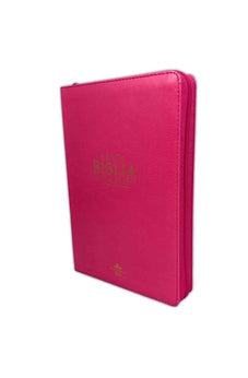 Image of Biblia RVR 1960 Letra Grande Tamaño Manual Símil Piel Fucsia con Índice con Cierre