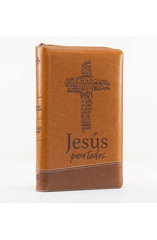 Biblia RVR 1960 Jesús para Todos Letra Grande Tamaño Manual Café Símil Piel con Índice con Cierre