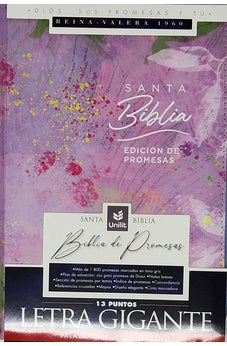 Biblia RVR 1960 de Promesas Letra Gigante Lila Hojas Simil Piel con Cierre