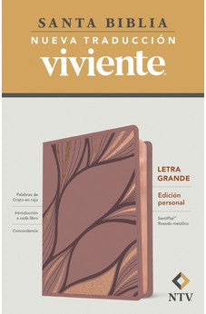 Image of Biblia NTV Letra Grande Tamaño Personal Rosado Metálico Símil Piel