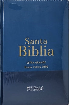 Image of Biblia RVR 1960 Letra Grande Tamaño Manual Azúl Acero con Cierre con Índice