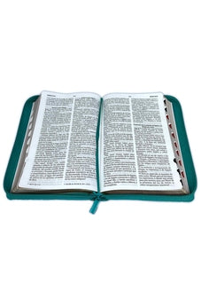 Biblia RVR 1960 Letra Grande Tamaño Manual Símil Piel Turquesa con Índice con Cierre con Cierre