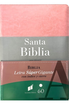 Biblia RVR 1960 Letra Súper Gigante Rosa Blanco Turquesa con Cierre con Índice