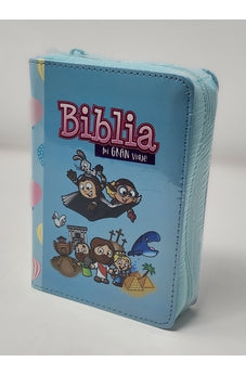 Biblia RVR 1960 para Niños Mi Gran Viaje Turquesa Símil Piel con Cierre