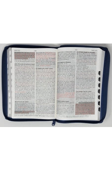 Image of Biblia RVR 1960 de Promesas Letra Gigante Azul Triangulos Simil Piel con Índice con Cierre