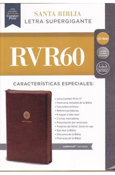 Biblia RVR 1960 Letra Súper Gigante Piel Café con Cierre