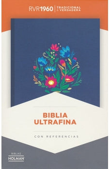 Image of Biblia RVR 1960 Ultrafina Azul Bordado Sobre Tela