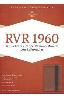 Biblia RVR 1960 Letra Grande Tamaño Manual con Referencias Cobre Marrón Profundo Símil Piel