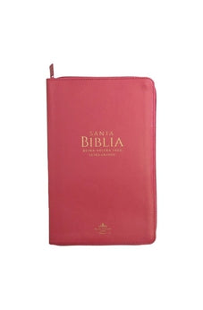 Biblia RVR 1960 Letra Grande Tamaño Manual Símil Piel Fucsia con Cierre