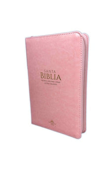 Biblia RVR 1960 Letra Grande Tamaño Manual Símil Piel Rosada con Índice con Cierre con Cierre