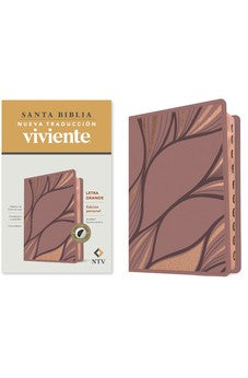 Image of Biblia NTV Letra Grande Tamaño Personal Rosado Metálico Símil Piel con Índice