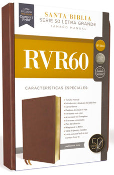 Biblia RVR 1960 Serie 50 Letra Grande Tamaño Manual Piel Café