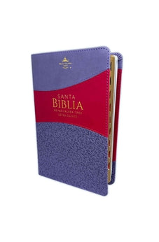 Biblia RVR 1960 Letra Grande Tamaño Manual Símil Piel Duotone Lila Morado con Índice