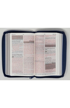 Image of Biblia RVR 1960 de Promesas Letra Grande Tamaño Manual Azul Triangulos Simil Piel con Cierre