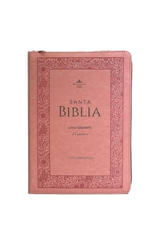 Biblia RVR 1960 Letra Gigante Símil Piel Rosa Flores con Índice con Cierre