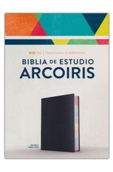 Biblia RVR 1960 de Estudio Arco Iris Negro Símil Piel