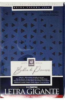 Biblia RVR 1960 de Promesas Letra Gigante Azul Triangulos Simil Piel con Cierre