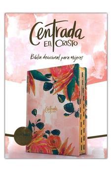 Biblia RVR 1960 Devocional Centrada en Cristo Floral Símil Piel con Índice