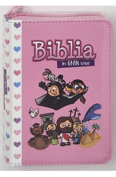 Biblia RVR 1960 para Niños Mi Gran Viaje Rosa Símil Piel con Cierre