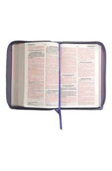 Image of Biblia RVR 1960 Letra Grande Tamaño Manual Símil Piel Duotone Lila Morado con Cierre